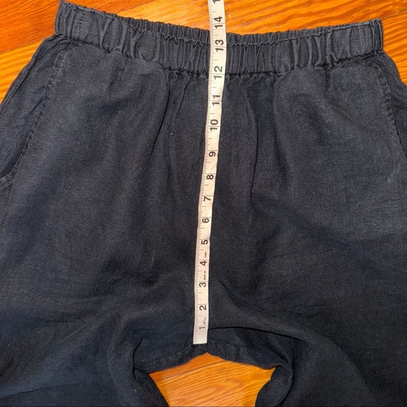 Flax Linen Cropped Wide Leg Pants Black Small - Picture 7 of 10